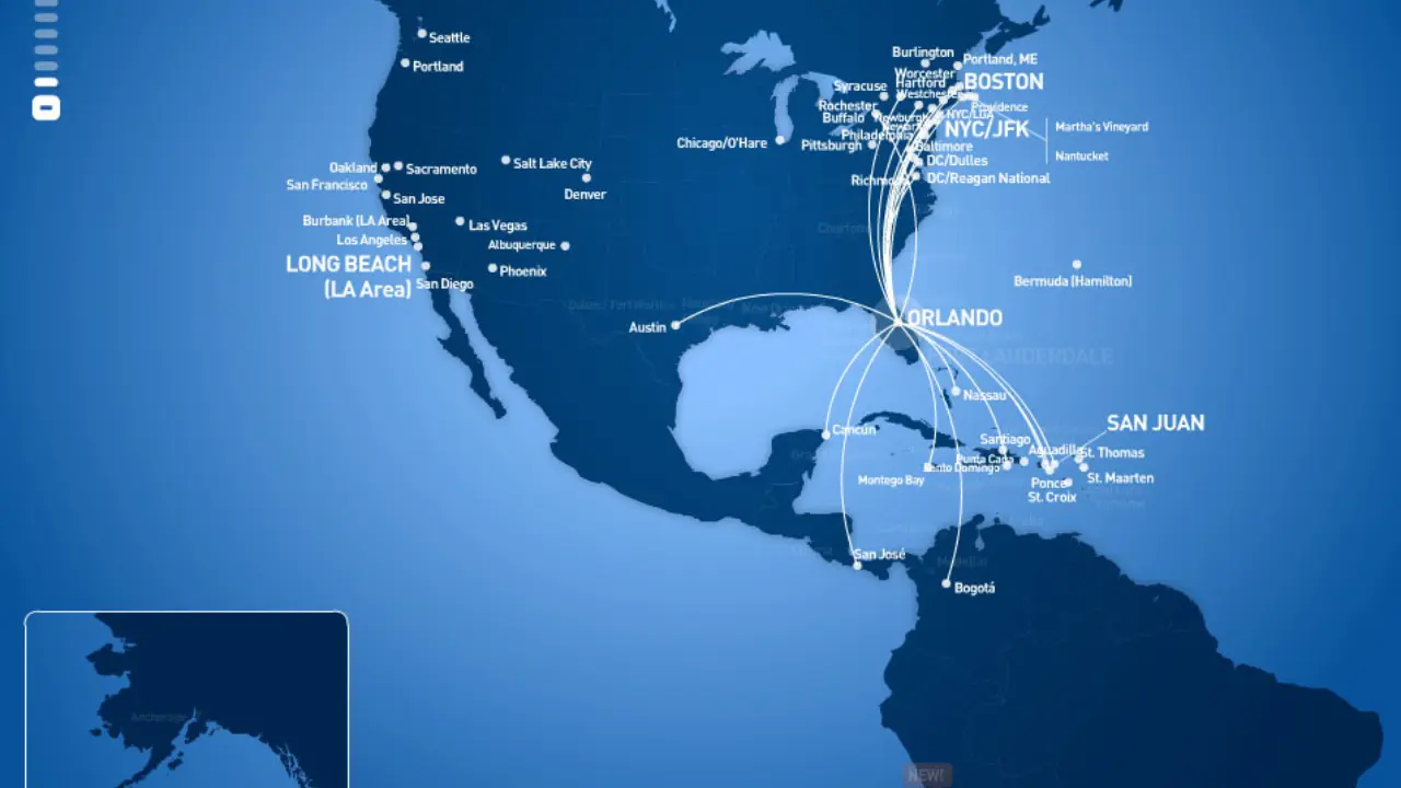 JetBlue Airways Route Map