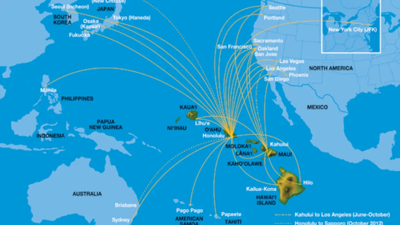 Route Map of Hawaiian Airlines